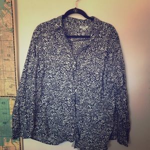 Old Navy button up black and white blouse
